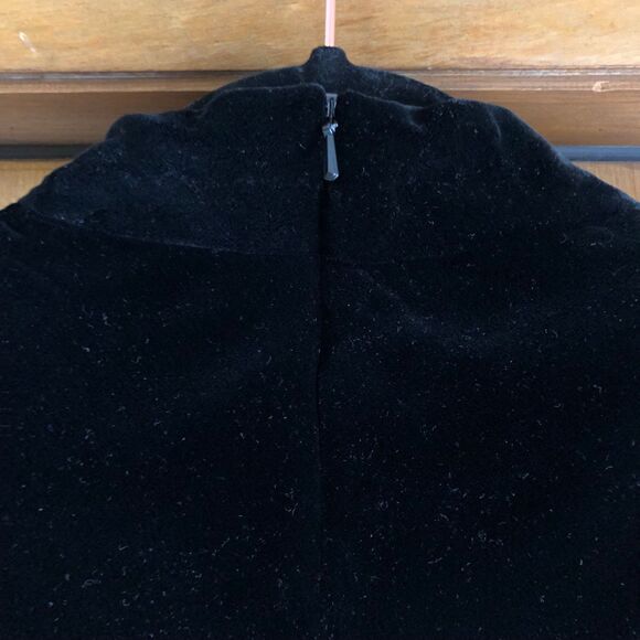 Vintage Ralph Lauren 90s Glam Black Velvet Midi Dress, High Neck, Lined Size 14 - Picture 6 of 8